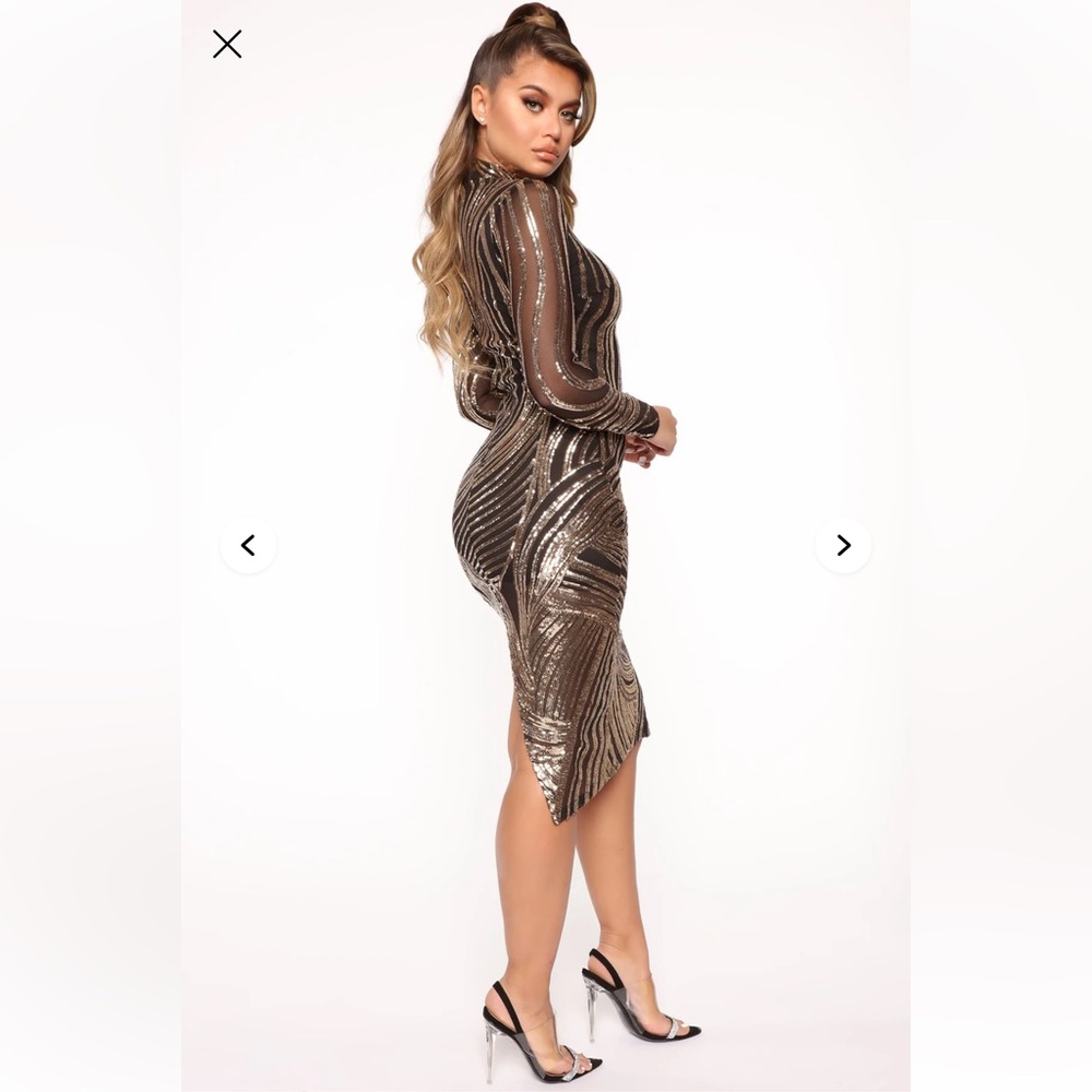 Fashion Nova Black Headed To The Grammy’s Sequin Midi Dress - Picture 3 of 9